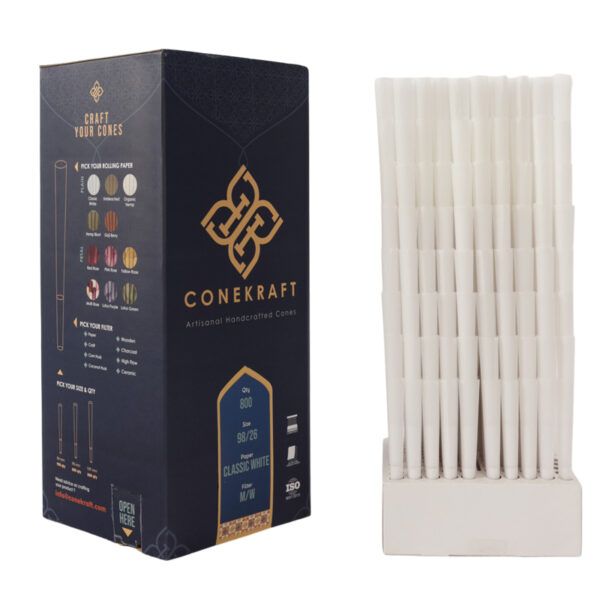 98mm pre rolled cones classic white